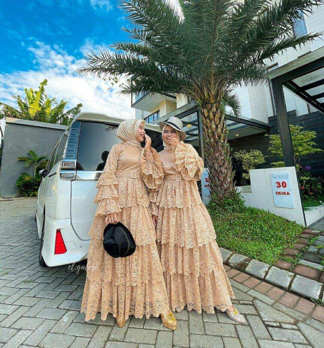 Dress muslim susun brukat