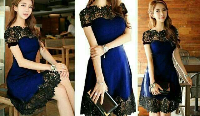 Dress molly dress size S M L bahan Shakila mix brokat lacedress slim fit seleting belakang sesuaikan dengan ukuran badan gaun dress pesta