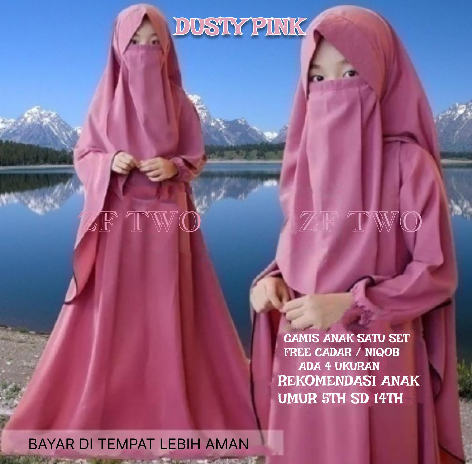 Shofiya syari kids Gamis anak satu set plus hijab GRATIS cadar busana muslim usia 5 s/d 14th