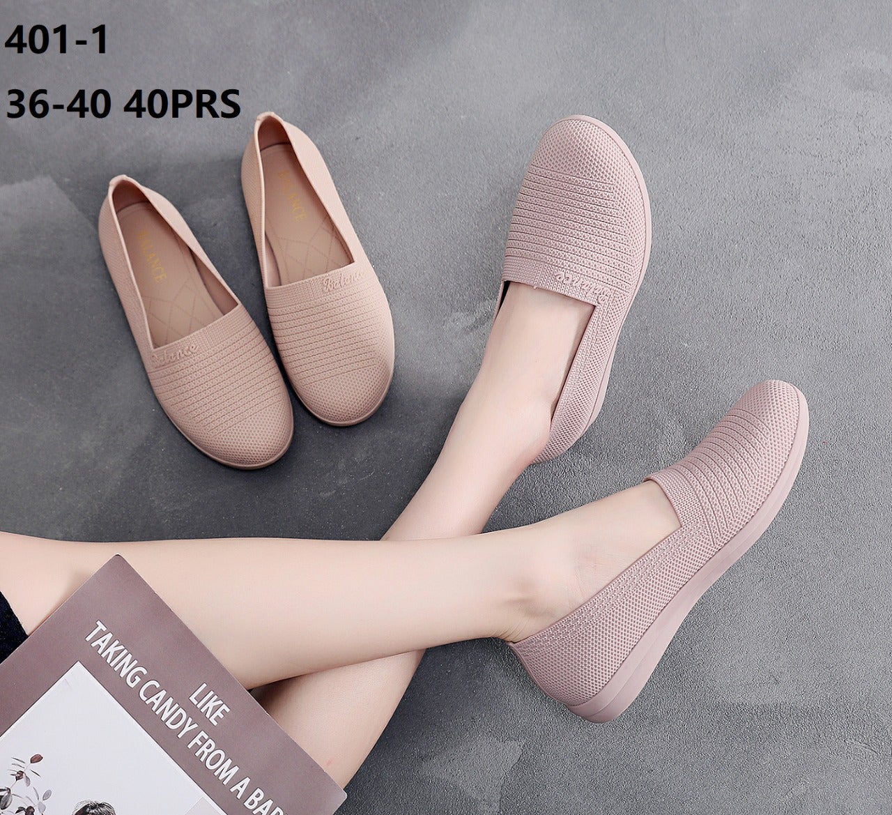 SEPATU KARET 401-1/SLIP ON WANITA TERBARU KEKINIAN FLATSHOES KARET KOREAN STYLE SEPATU CEWEK SLIPON FLAT SHOES CASUAL SANTAI