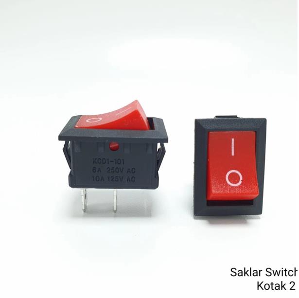 A153 Saklar 21x15mm Rocker Switch Mini ON - OFF 2 Pin / Switch Mini 2 Kaki Merah