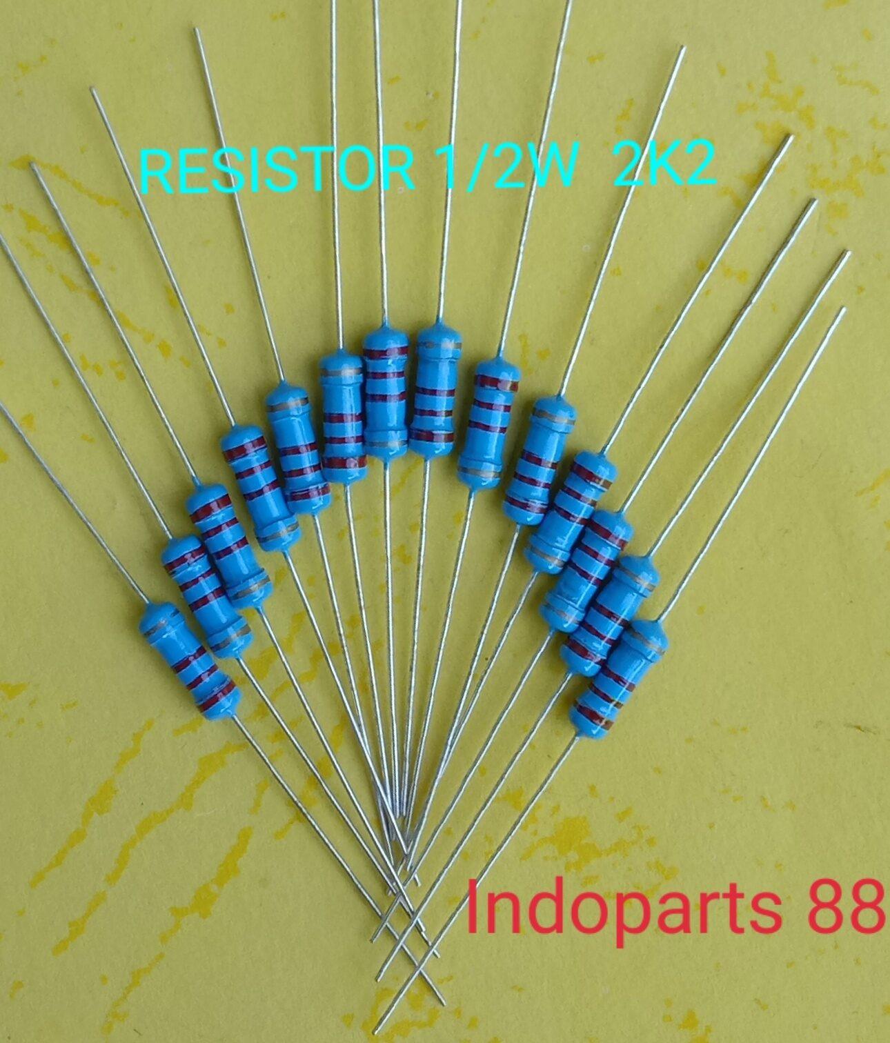 (10 pcs ) RESISTOR 1/2 W 2K2 Ohm RESISTOR 1/2WATT 2K2 Ohm Resistor 1/2w 2k2 ohm