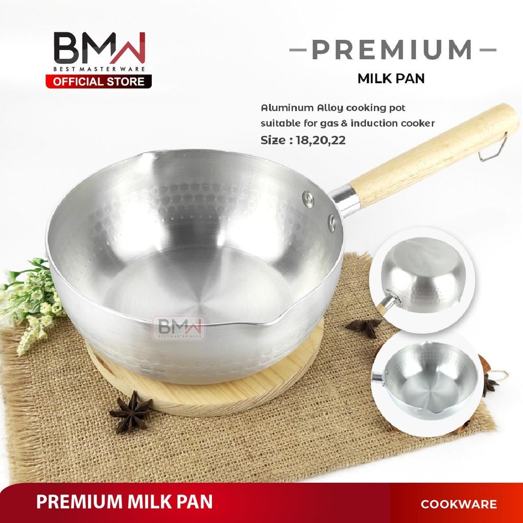 BMW Kitchen Ware - Panci Mie Rebus Gagang Kayu Milk Pot Sauce Pan Panci Susu Aluminum Tebal