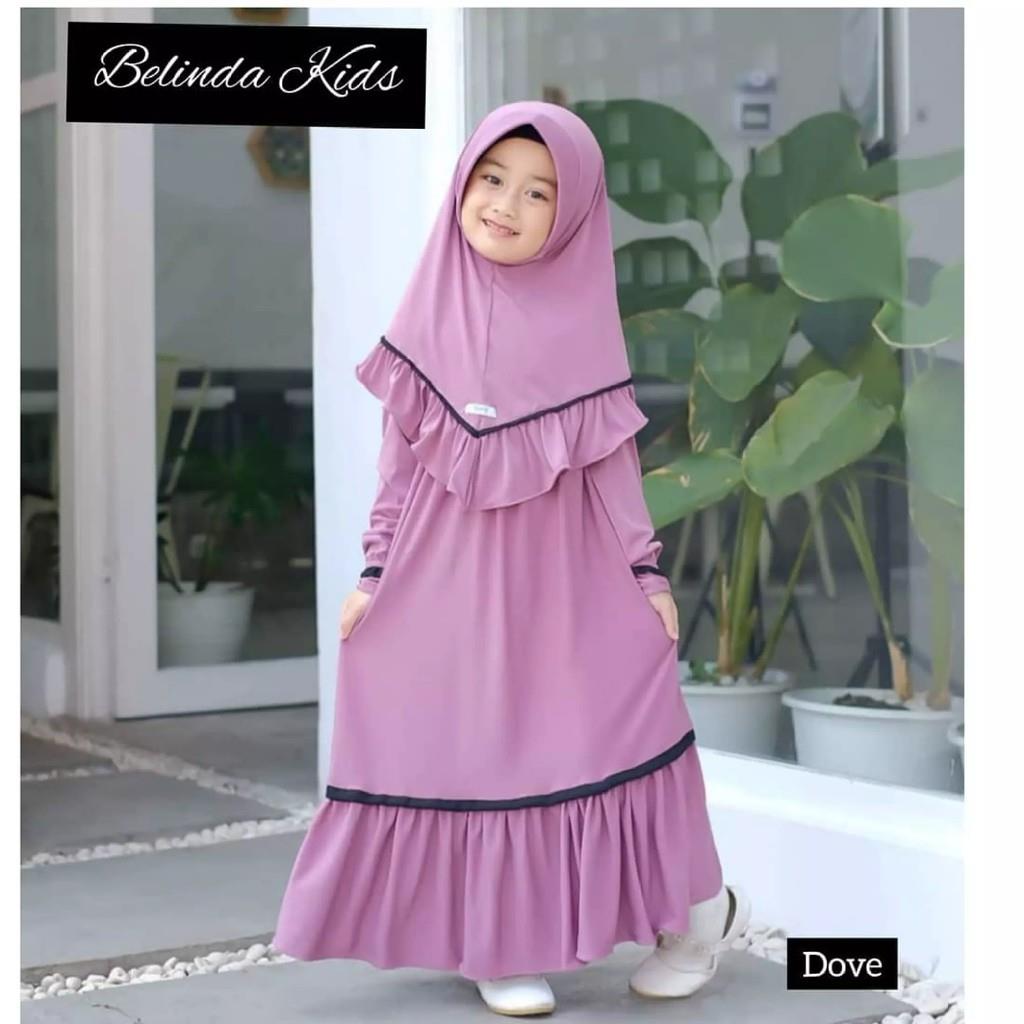 Gamis anak perempuan muslim hijab syari plus khimar kerudung belinda kids
