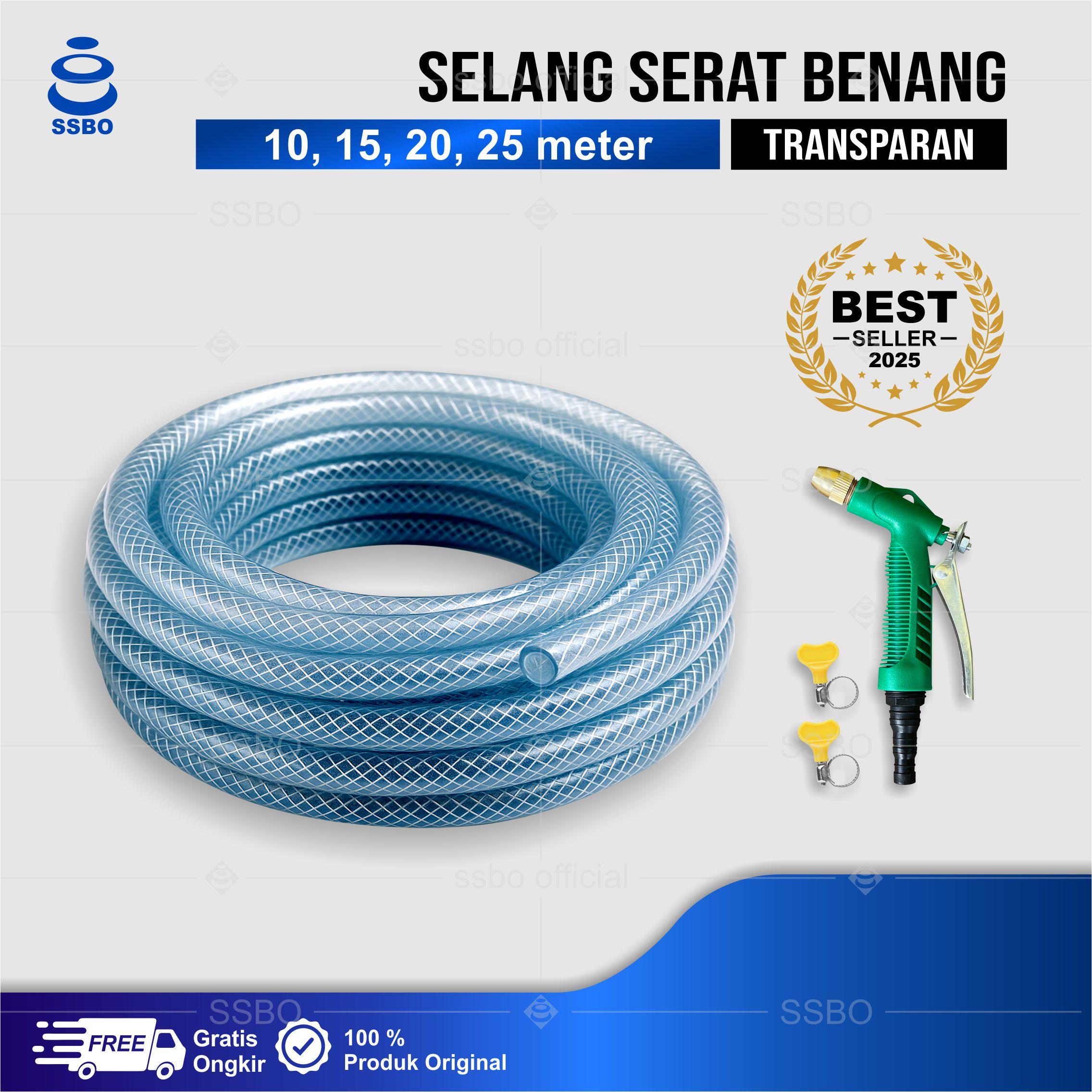 Selang Air 10-25 Meter Selang Transparan 1/2 5/8 3/4 1 Inch 1 Roll Selang Bening Pembersih Kendaraan