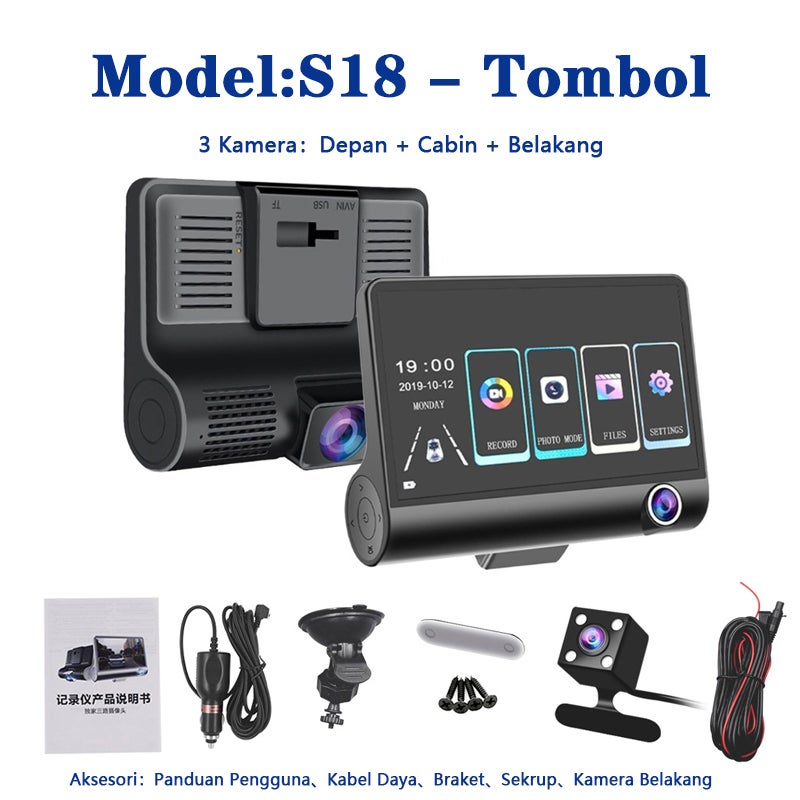 Acroder Dashcam Mobil full hd 1080P 4.0 Inch Loop Recording