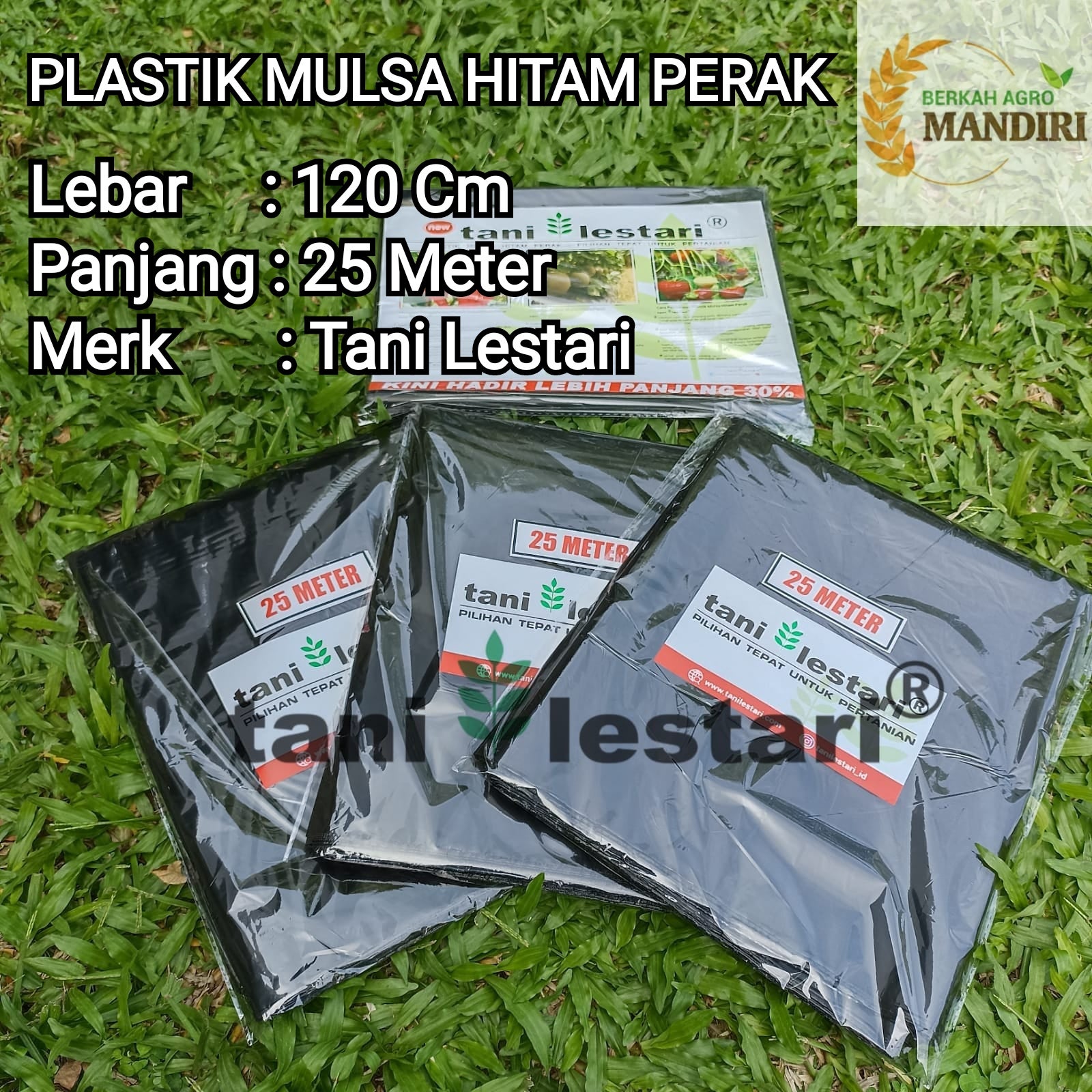 PLASTIK MULSA HITAM PERAK 25 METER MTR TANI LESTARI