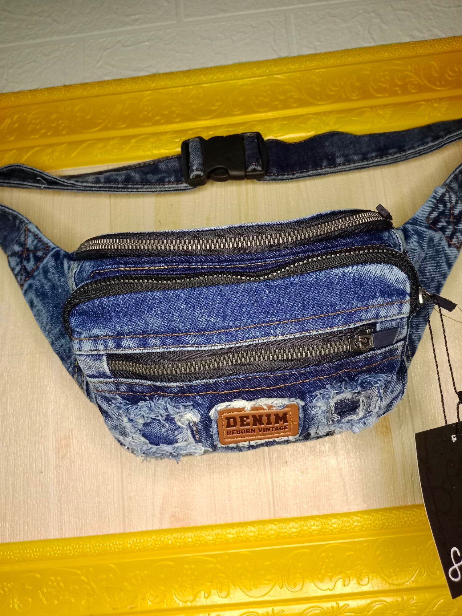 JEANS PENK TAS SLEMPANG TAS PINGGANG PRIA WANITA BAHAN JEANS ASALI TEBAL TERBARU