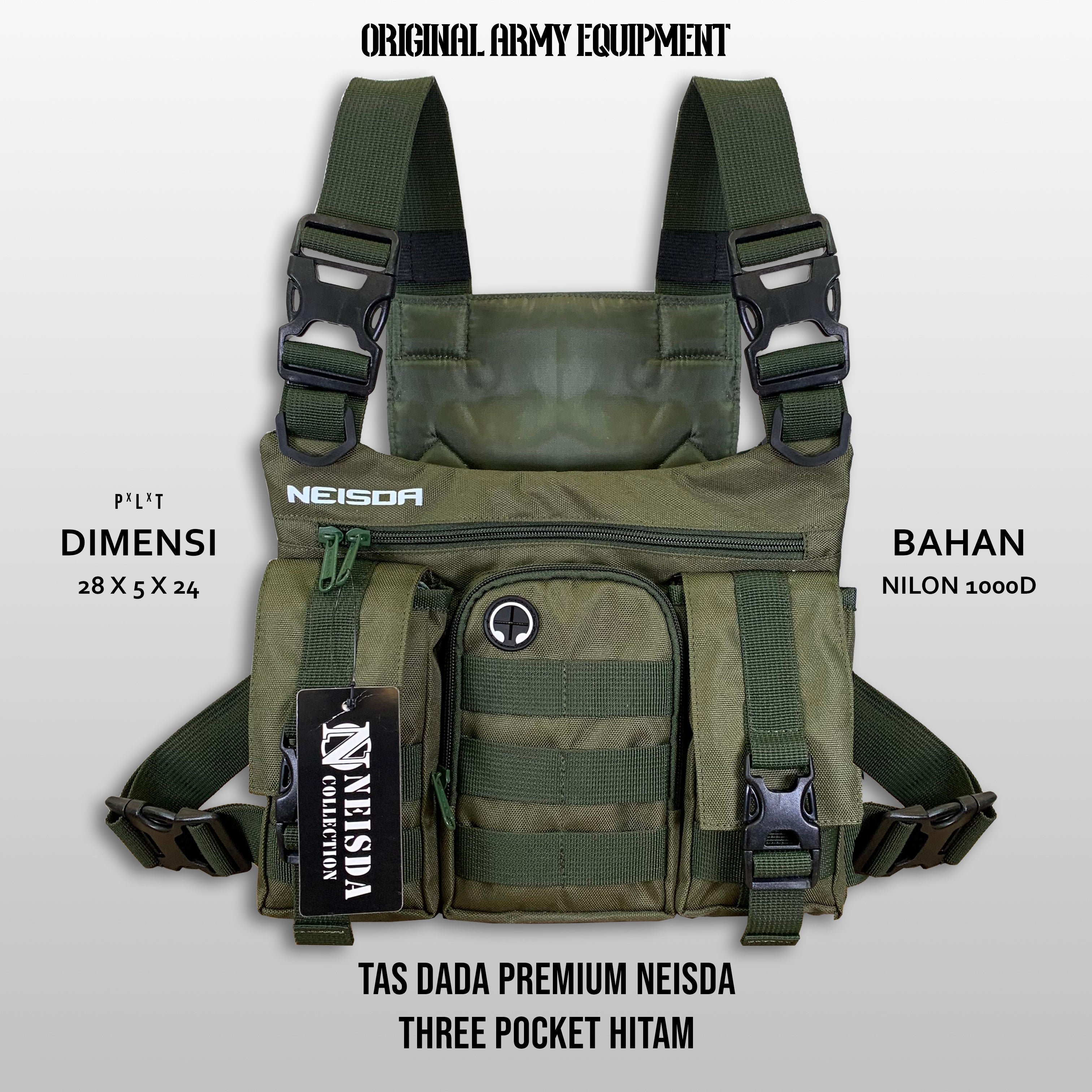 Tas Dada Pria Tactical Rompi Three Pocket NEISDA Tas Dada Pria Premium Model Terbaru NEISDA Chest Bag Premium
