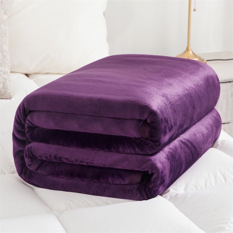 Selimut Bulu Halus Ukuran 150x200 Motif Polos Ungu Dewasa Terlaris Murah Berkualitas