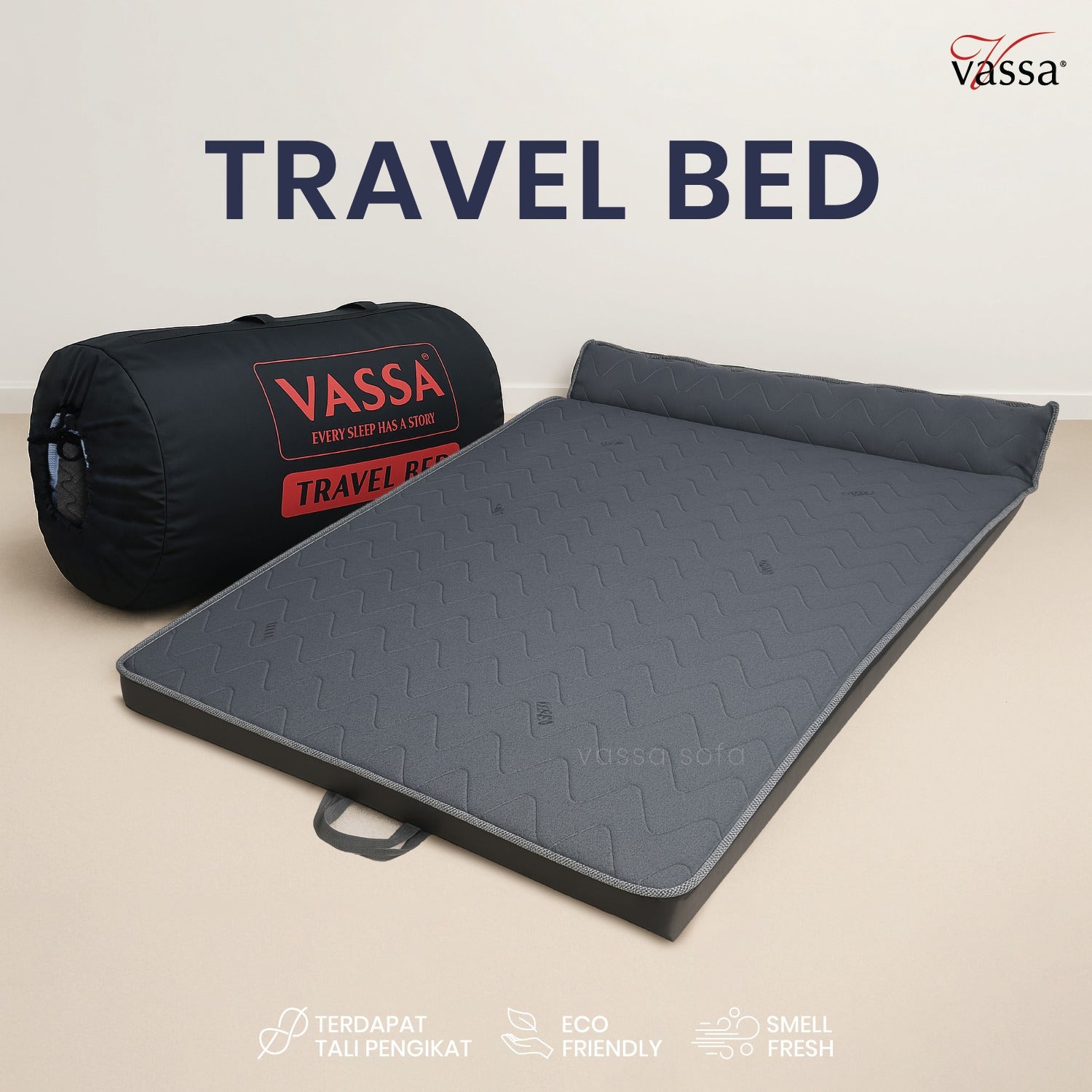 Kasur lipat Vassa / Travel bed / kain knitted premium