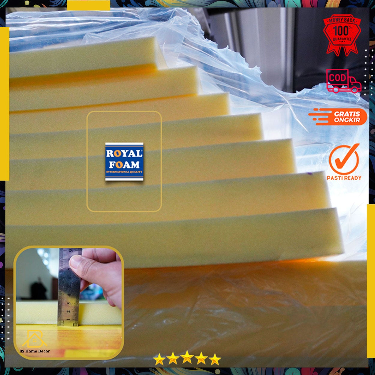 Busa kuning Royal Foam empuk ukuran 200 cm x 150 cm x 3 CM