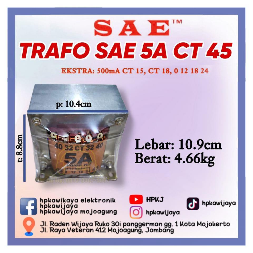 TRAFO TRANSFORMER SAE 5A CT 5 AMPERE 5AH 45V 45 VOLT MURNI