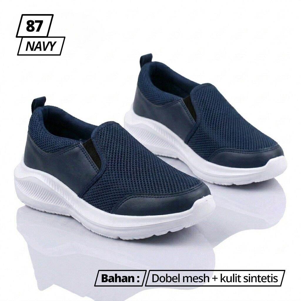 NEVIS Sepatu Slip On Pria NVS 87 Jumbo Big Size 39-49 Hitam Polos Kerja Sekolah Kasual 45 46 47 48
