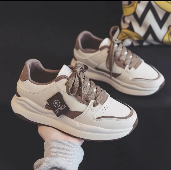 LSB - Sneakers Putih/Cream Platform Korea/Sepatu terbaru terlaris 2023 (COD) bayar ditempat/