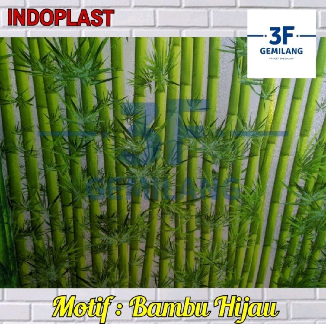 INDOPLAST - Fiber Plastik Penutup Pagar Motif Bambu Hijau Meteran - 3F GEMILANG