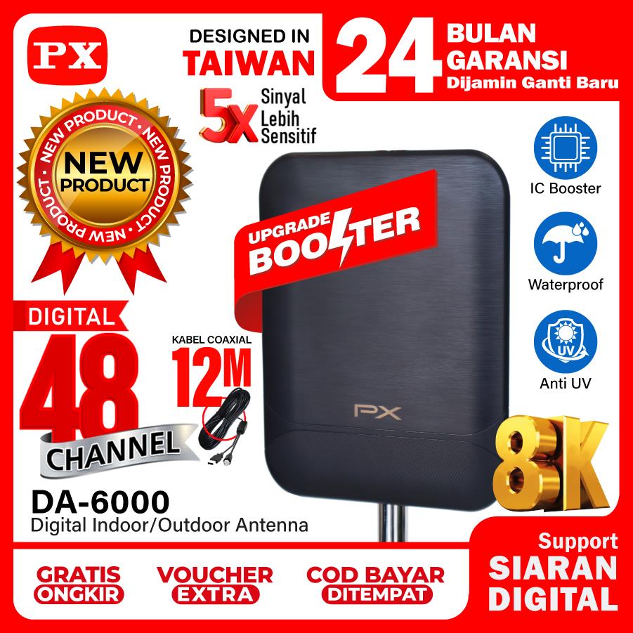 Antena TV Digital Indoor Outdoor Antenna Booster DVBT2 4K PX DA-6000