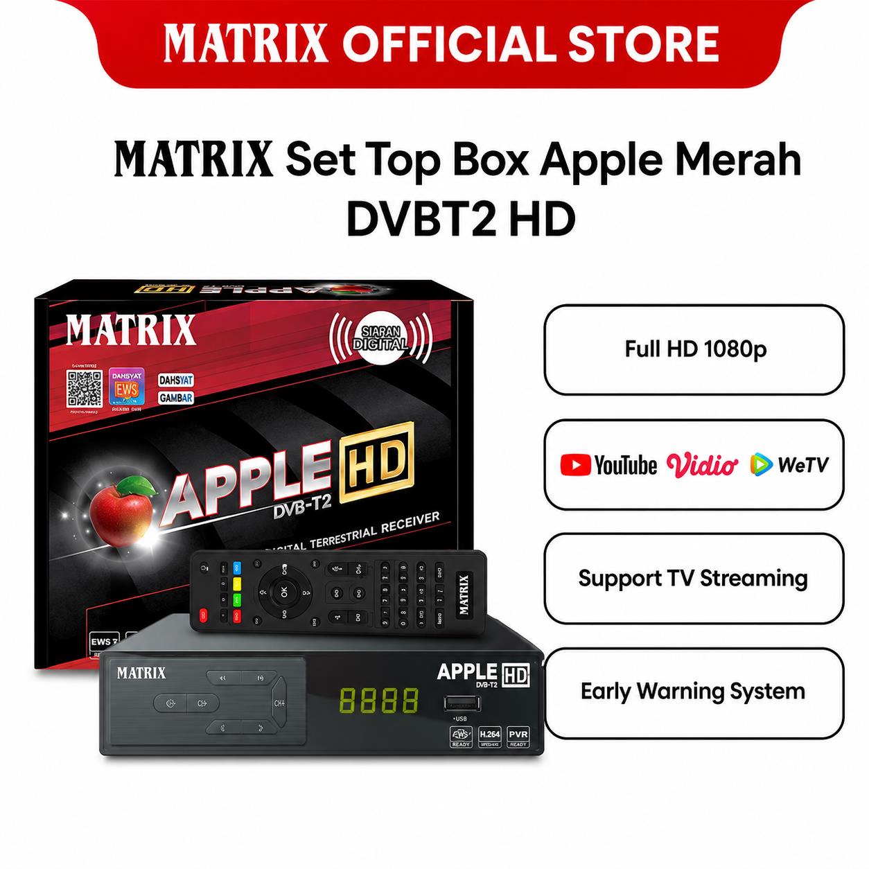 MATRIX - Set Top Box Apple Merah DVBT2 HD Receiver TV Digital