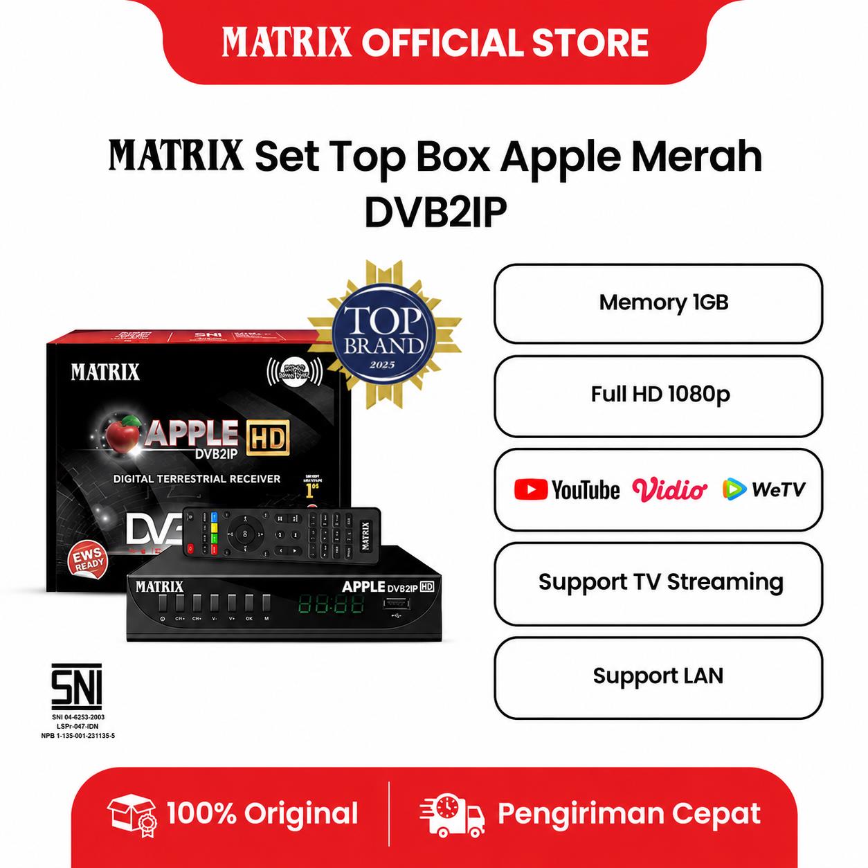MATRIX - Set Top Box Apple Merah DVBT2IP Receiver TV Digital