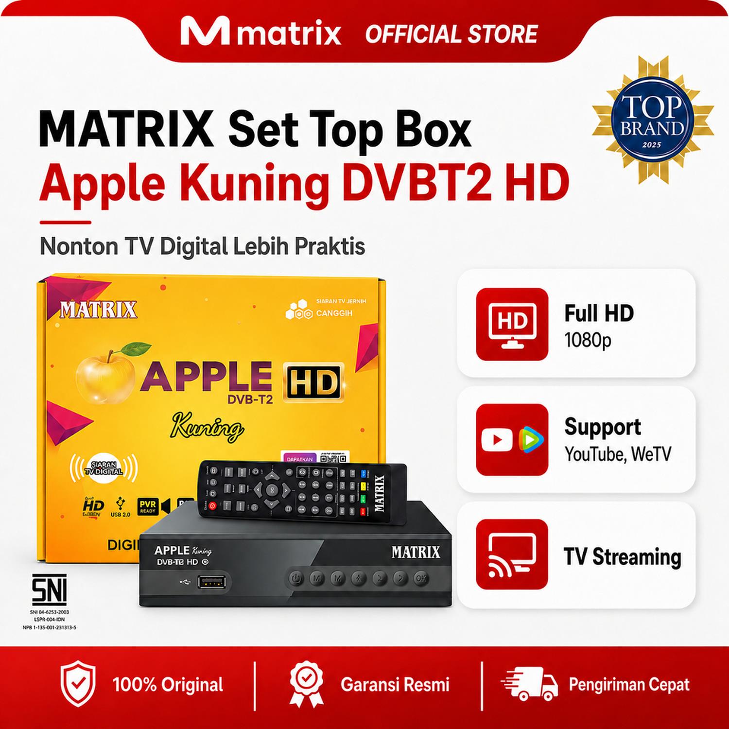 MATRIX - Set Top Box Apple Kuning DVBT2 HD Receiver TV Digital