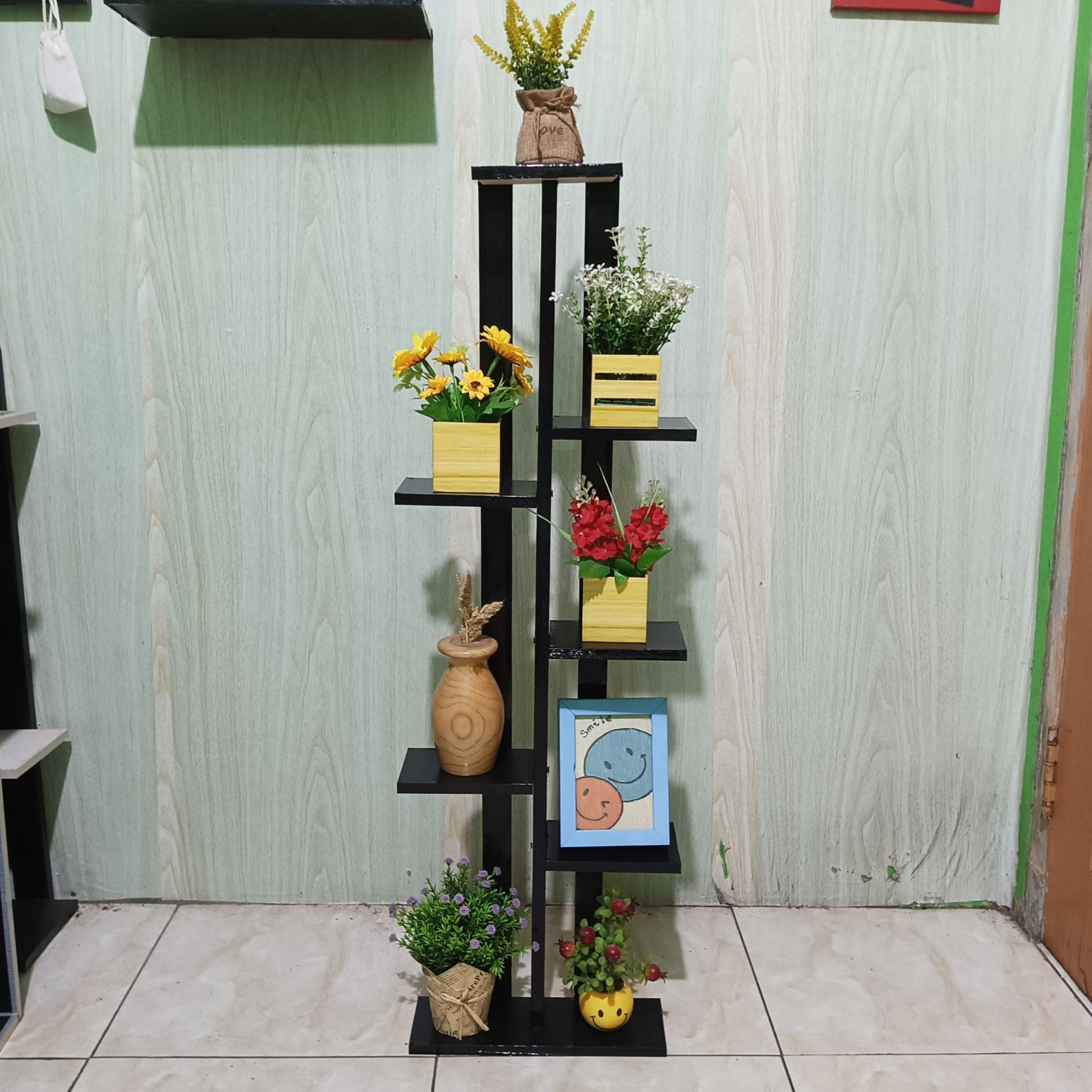 Rak Bunga Kayu Dekorasi Rumah Minimalis Tinggi 1 Meter - WR1MTPNK