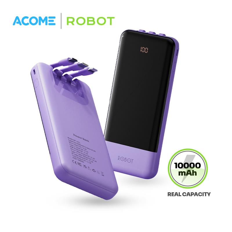 ACOME X ROBOT Powerbank 10.000mAh 2.1A dengan 3 kabel built-in RP-101L