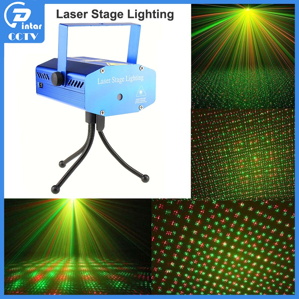 Mini Laser Stage Light Projector Lighting Party DJ Disco KTV Show Lampu Otomatis sesuai Volume music