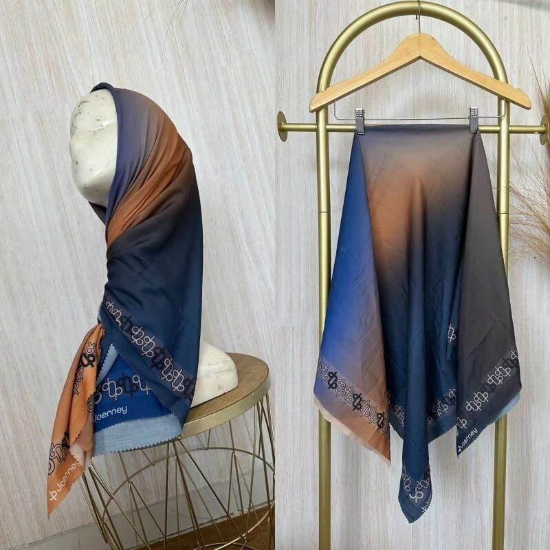 Hijab segi empat motif jorney grada gradasi viral limited edition/kerudung voal sublime mewah