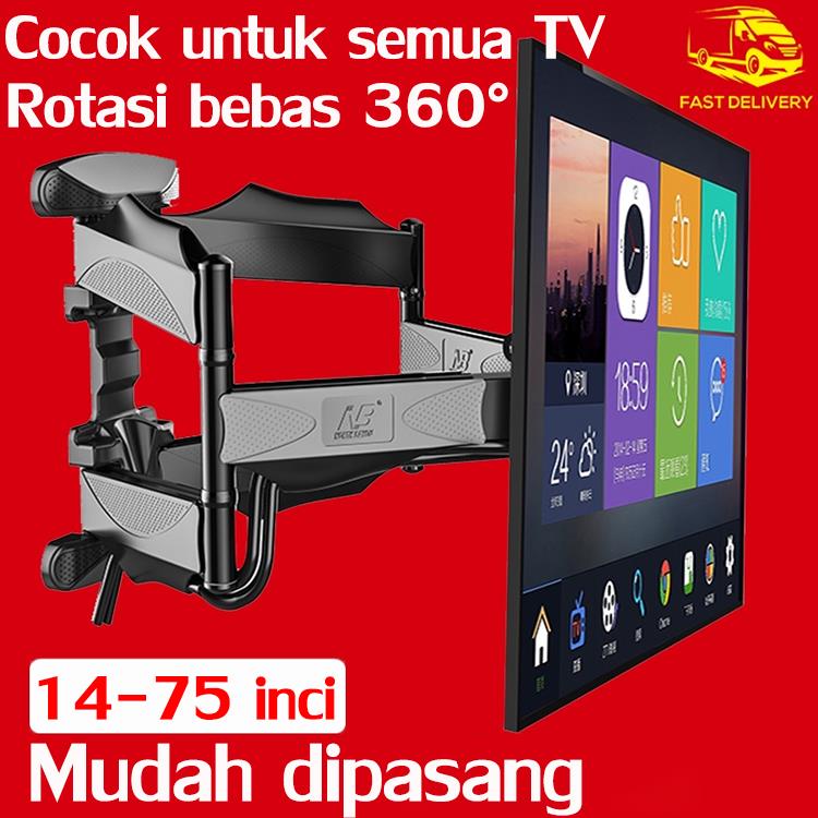 Bantalan beban baja canai dingin 100kg🔥Dudukan TV Bekerja dengan semua TV Braket dinding TV gantungan TV Dudukan putar teleskopik ultra tipis untuk TV