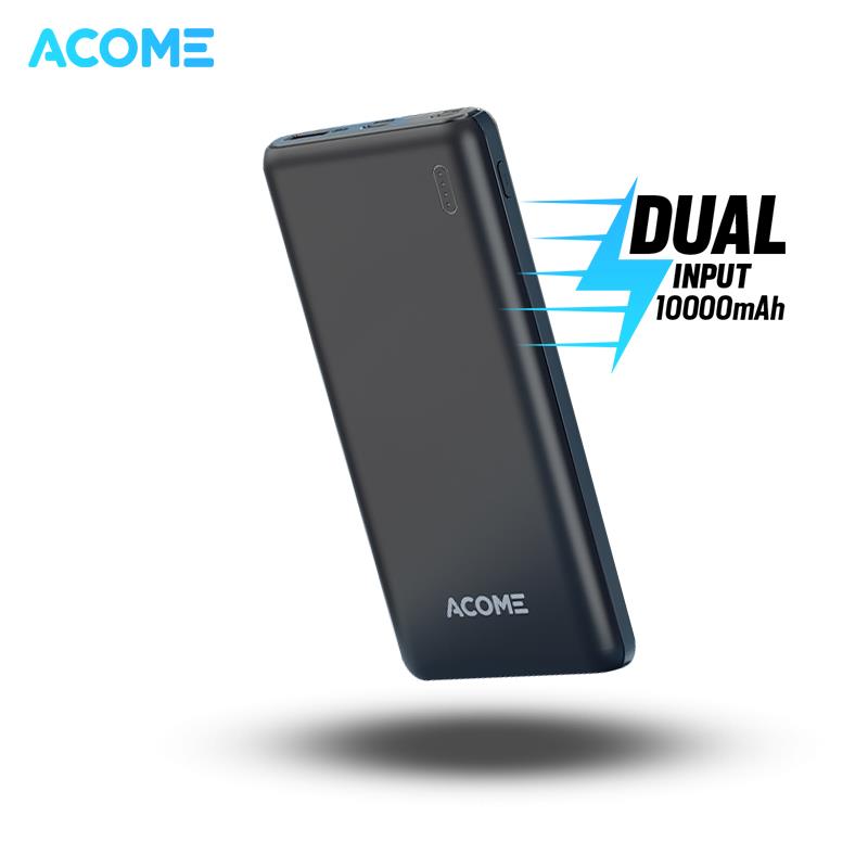 ACOME Bundling Hemat PowerBank 10000mAh 2.1A Dual Input Port Micro& Type-C Original AP108+ACOME 3 in 1 Retractable Data Cable / Kabel Data 3 in 1 Fast Charging 3.5A Micro USB Lightning Type C ARS01 - Garansi Resmi 1 Tahun