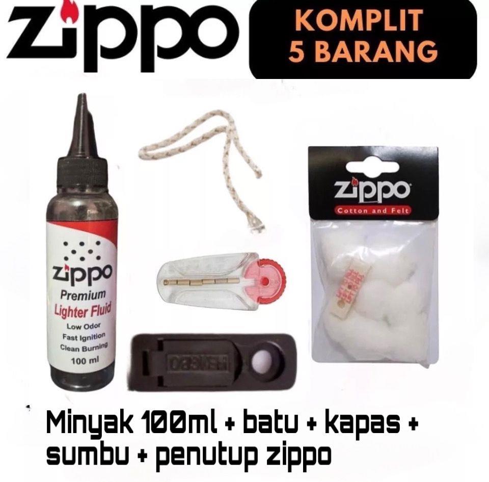 cod - Minyak Zippo Original 125 ml paketan minyak sumbu zippo / kapas zippo / batu zippo
