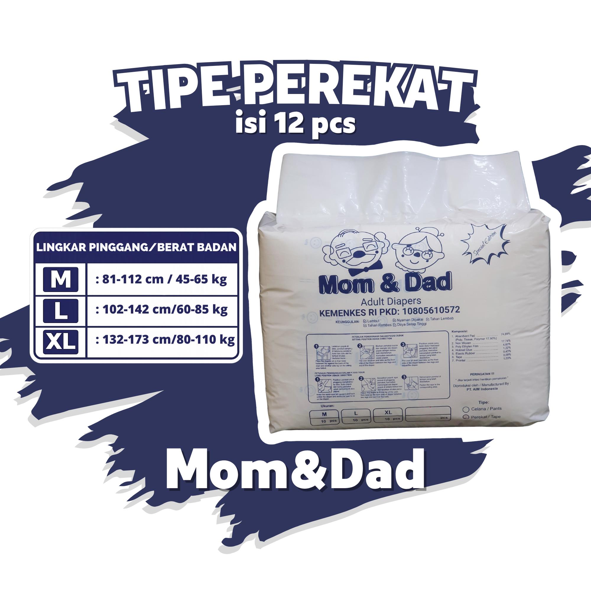 POPOK DEWASA MOM&DAD ISI 12PCS PEREKAT