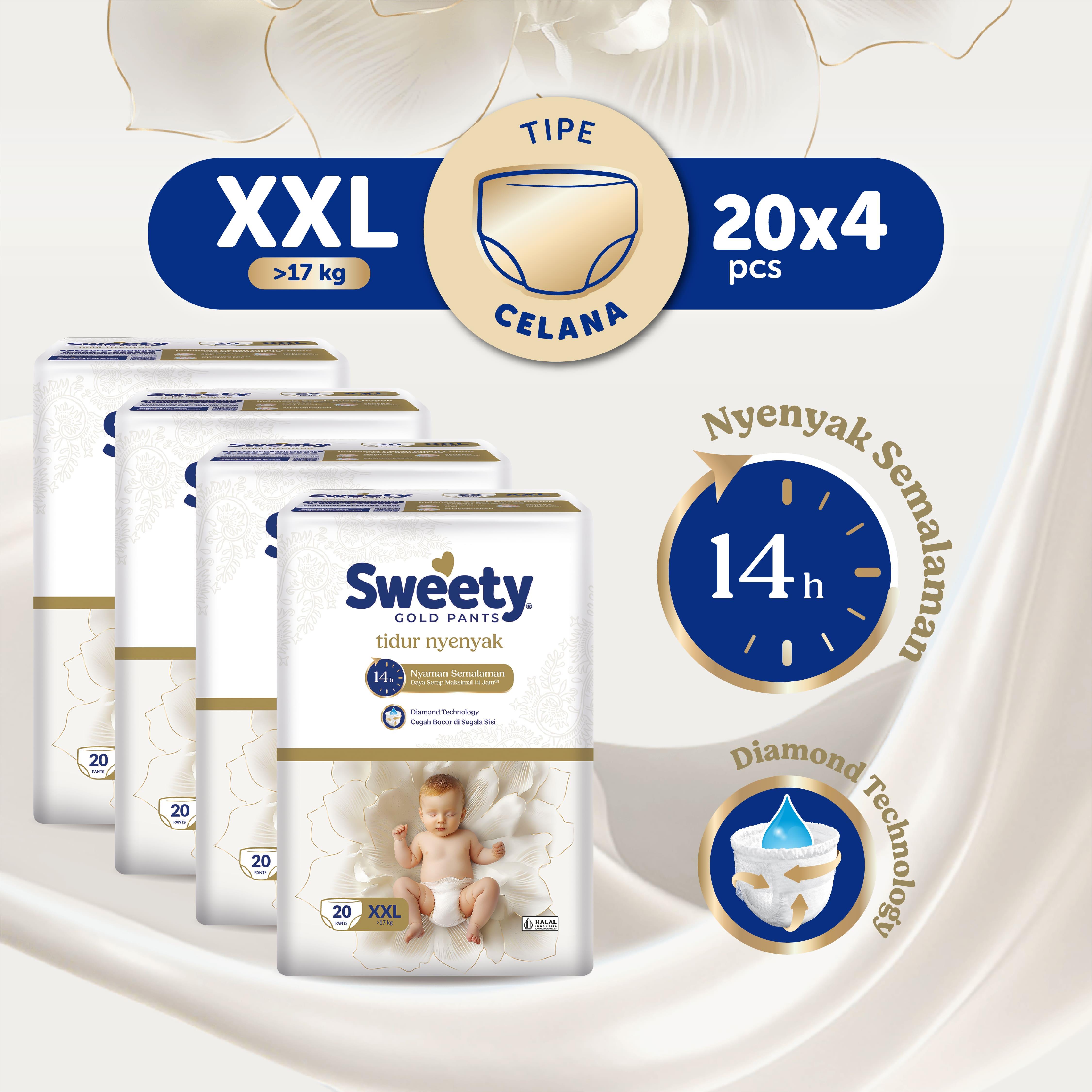 [Paket isi 4] Sweety Gold Pants XXL20 (>17kg)