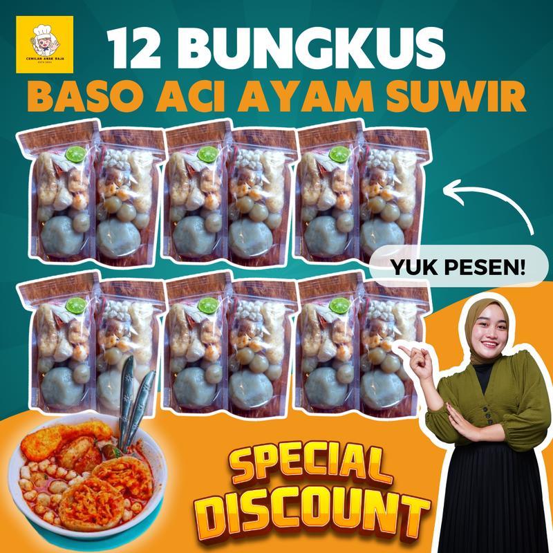 12 Bungkus Baso Aci Ayam Suwir Hemat & Rasa Super Enak - Baso Aci Instan Makanan Instan Cemilan Instan