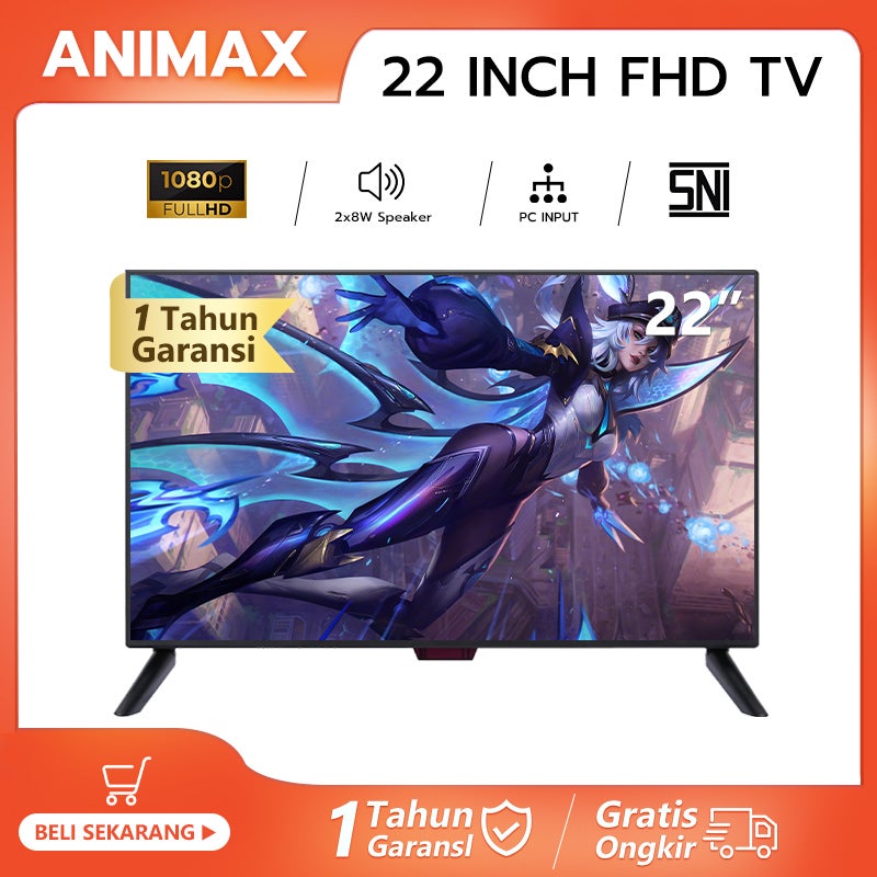 ANIMAX TV Digital Analog TV LED 21/22/24/25/27/30 inch FHD Ready Televisi Murah[Garansi 1 Tahun]