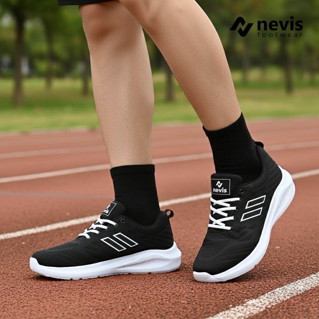 NEVIS Sepatu Pria Jumbo Big Size 39-49 Hugo Sport Sneakers Running Casual Cowok Hitam Putih