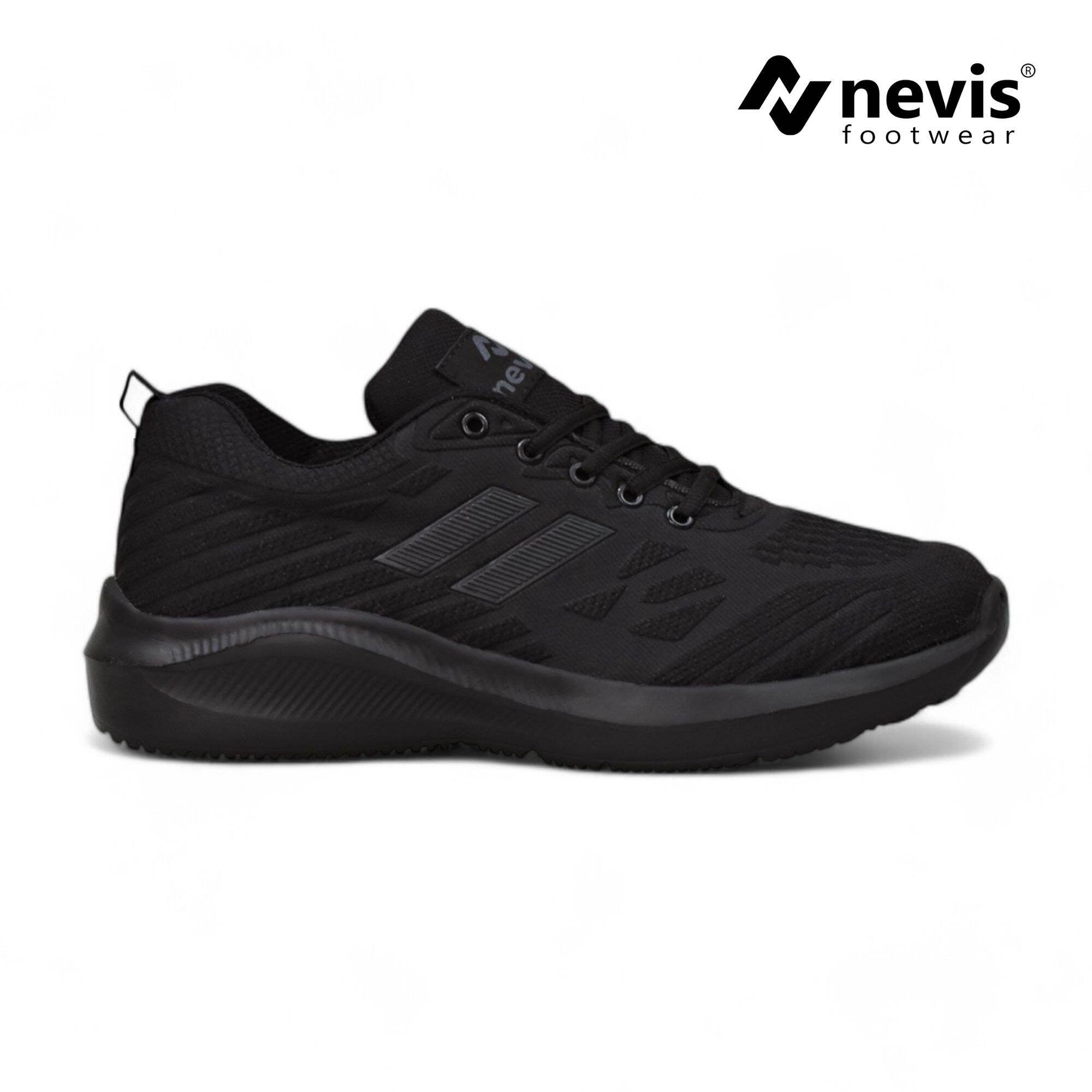 Sepatu Pria Jumbo Big Size 39-49 Nevis Hugo Full Black Hitam Polos Sport Running Sekolah Kerja Cowok