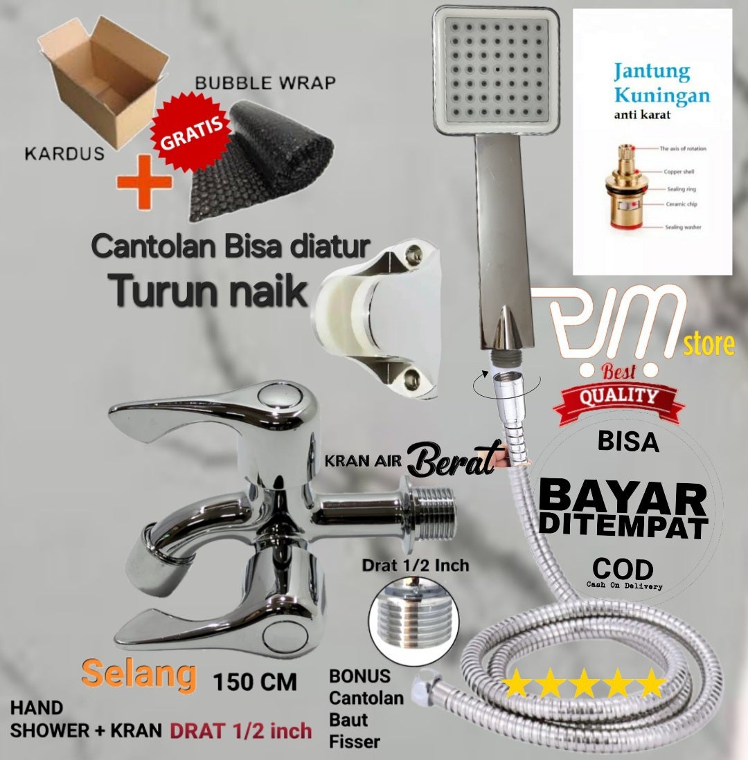 PJM STORE PAKET MURAH Kran Shower Kamar Mandi Shower Mini Aerator 300 Hole+Kran Cabang Engkol Gepeng