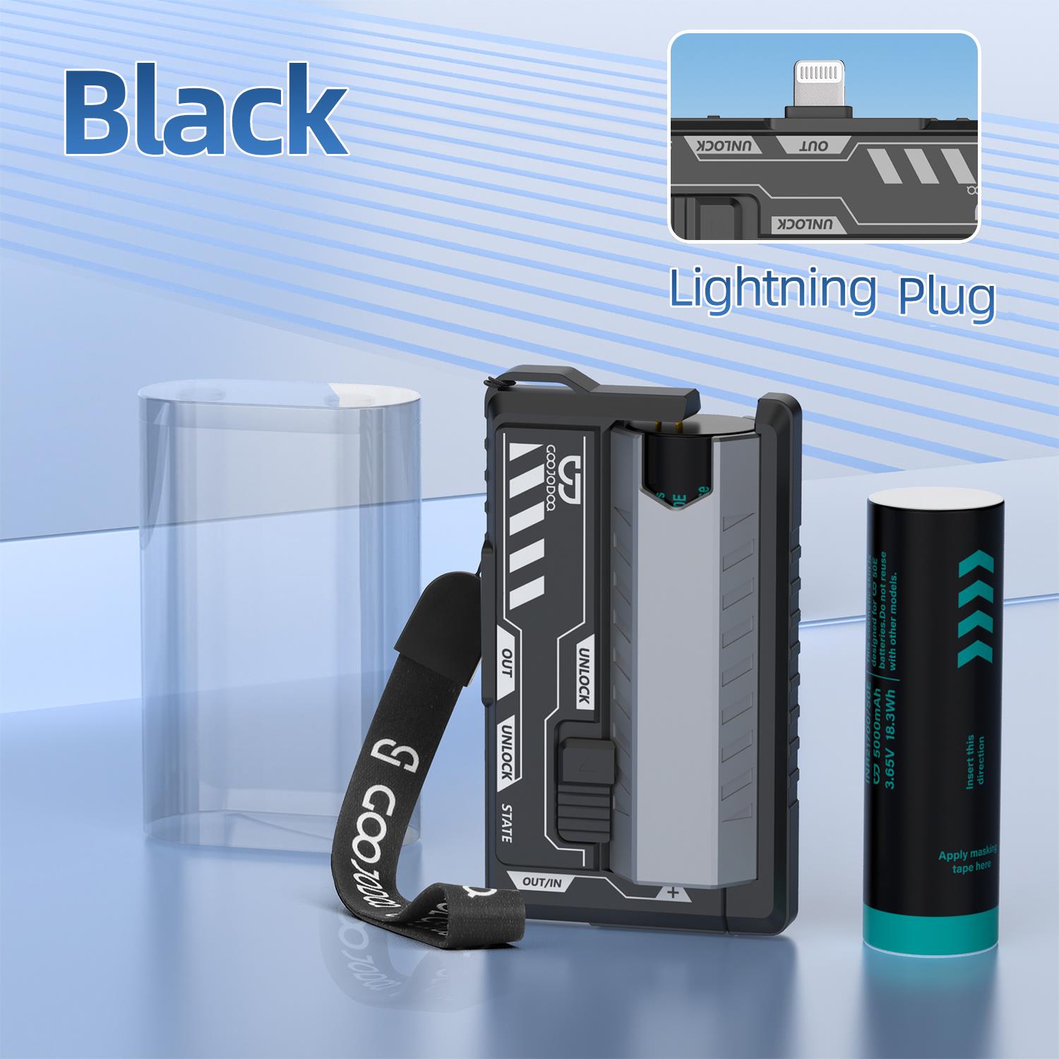 GOOJODOQ 10000mAh Fast Charging Power Bank with Detachable Battery Mecha Style Dual Interface Power Bank For Phones Tablets Smartphone