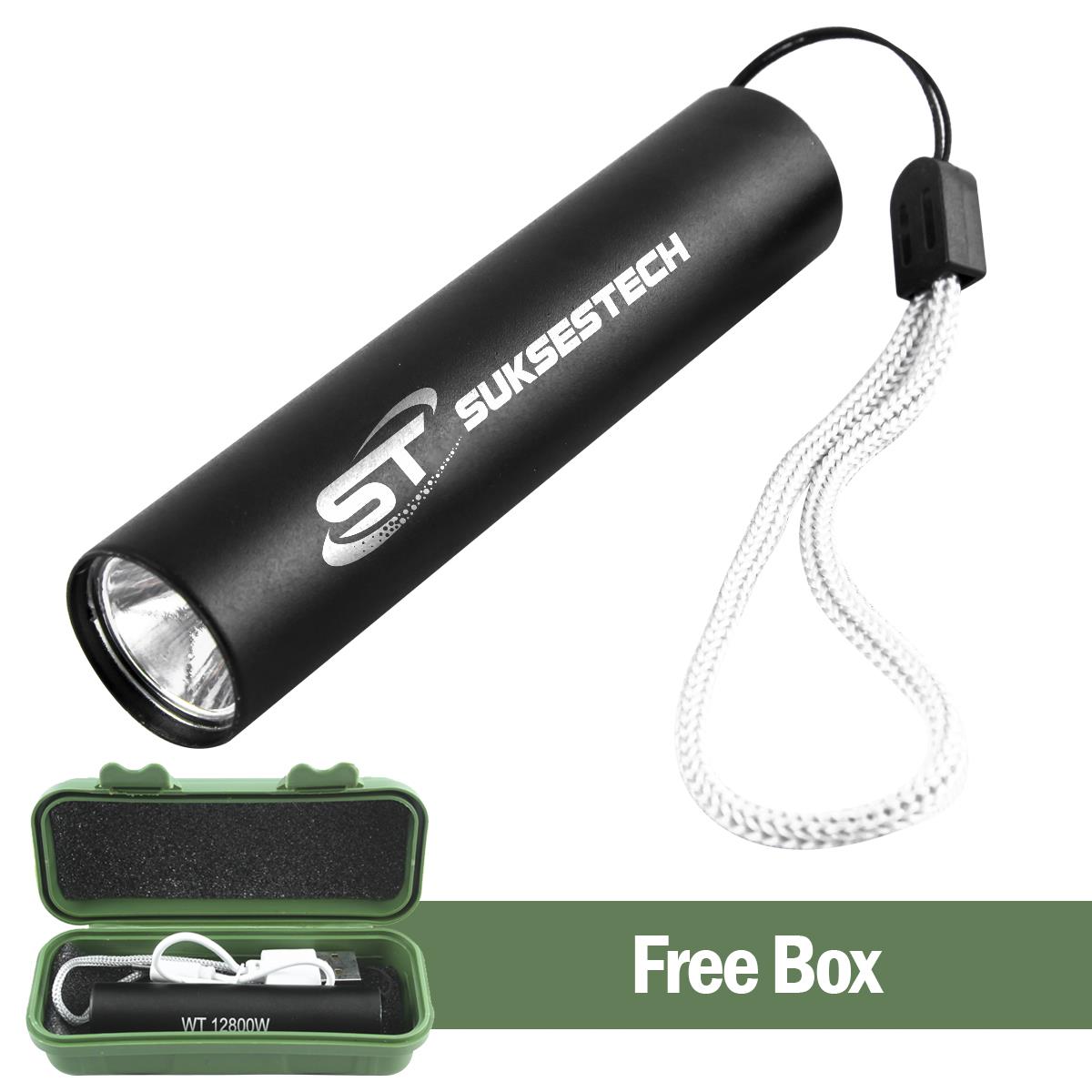 Senter LED Rechargeable Free USB+TEMPAT 3 Mode Bahan Alumunium - 517