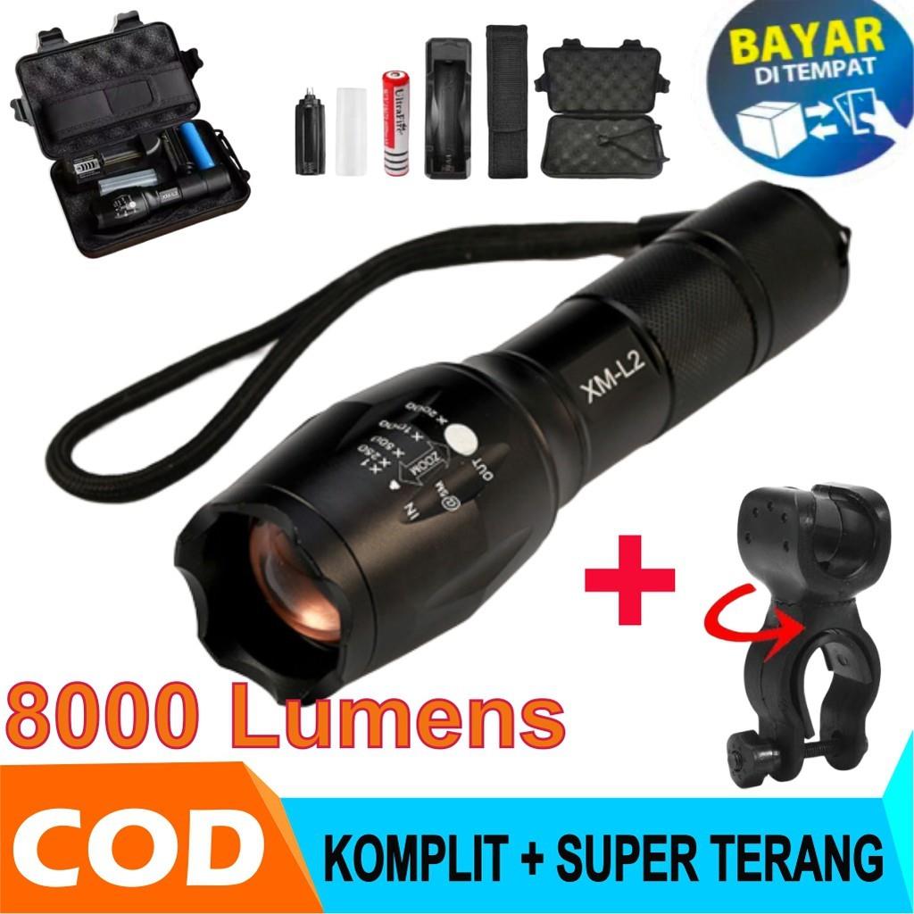Paket Senter original TaffLED Tactical CREE XM-L2 8000 Lumens Senter Swat outdoor mancing super terang Senter Paling Kuat 5 Mode / Lampu Berkemah Luar Ruangan Berburu Senter Tahan Air