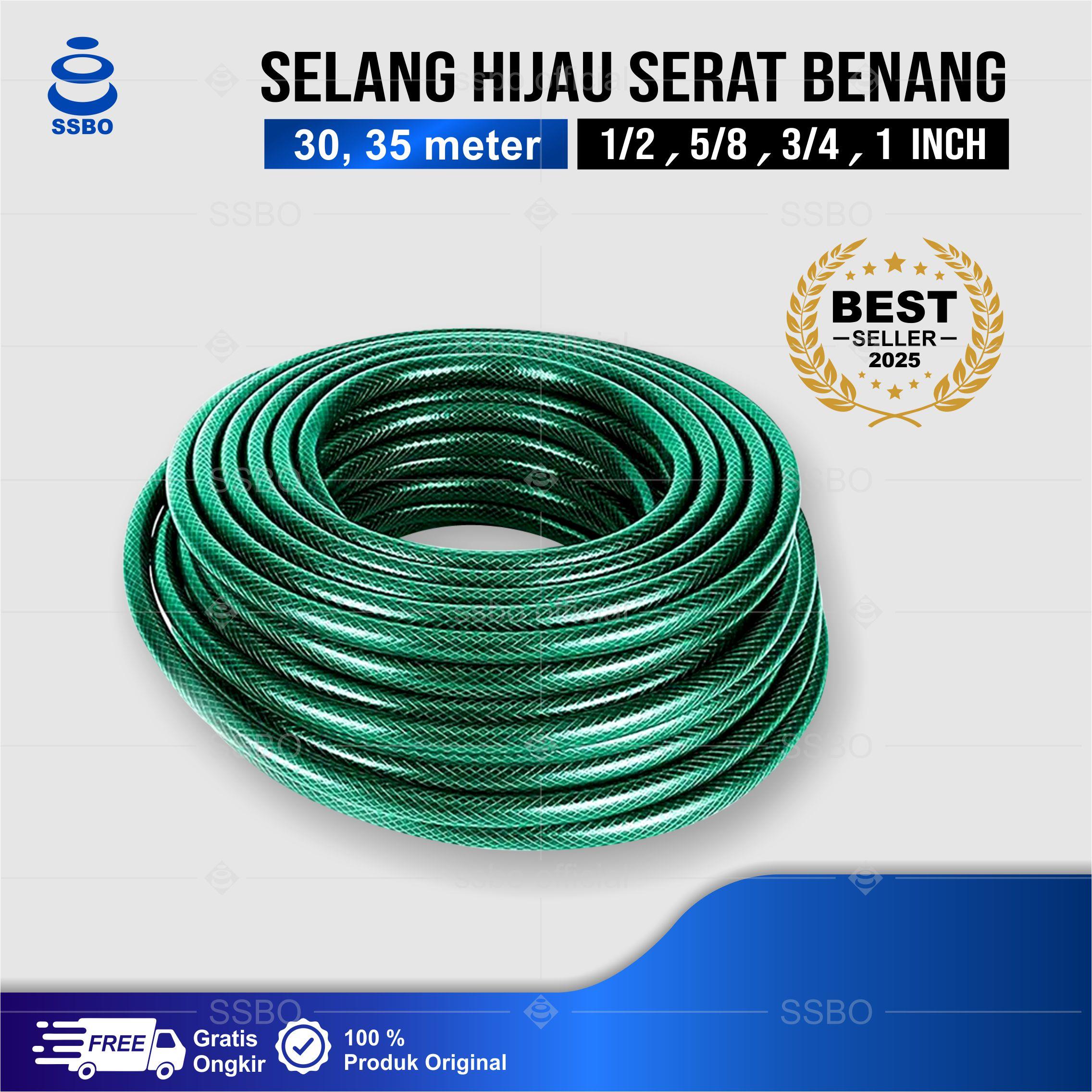 SELANG AIR HIJAU 30/35 Meter ANTI LUMUT (1/2 5/8 3/4 1 INCH) / SELANG TAMAN KEBUN ANTI PATAH KUAT PRAKTIS COD