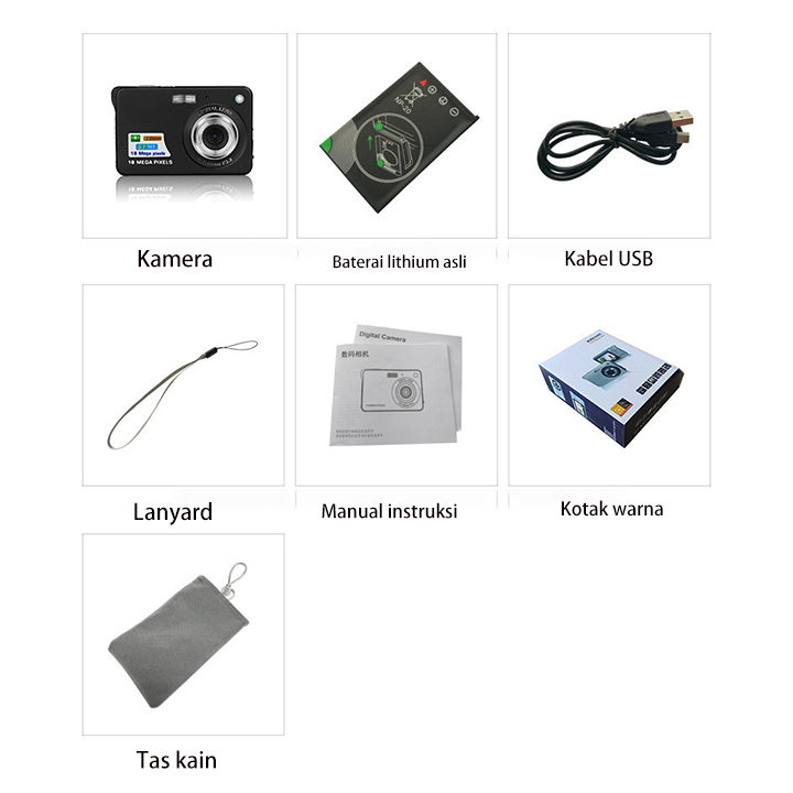 Kamera digital pocket CAM 48MP 8X 1080P digicam kamera murah digital camera mini kamera/Kamera Digital HD 48 Juta Piksel K09 Kamera DSLR Fotografi Selfie Rumah Tangga Siswa/Bcare Mirrorless Digital Camera 48 MP - Silver/ccd Kamera