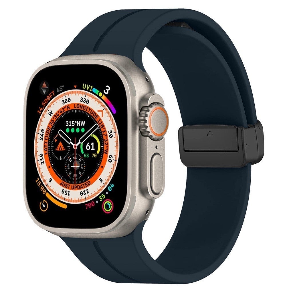 Magnetic Buckle Silicone Strap For Apple Watch Ultra/Ultra 2/Series 11/9/8/7/6/5/4/3 49mm 45mm 41mm 44mm 40mm 42mm For Smart Watch 8 Ultra/T500/T500+/T500+pro/DT No 1/HW22/W26/IWO SE 3/ultra 3