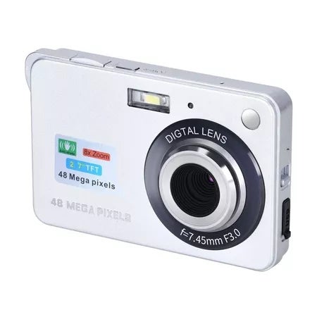 Kamera digital pocket CAM 48MP 8X 1080P digicam kamera murah digital camera mini kamera/Kamera Digital HD 48 Juta Piksel Kamera DSLR Fotografi Selfie Rumah Tangga Siswa Outdoor Anti-Shake /Bcare Mirrorless Digital Camera 48 MP Sd Card - Silver