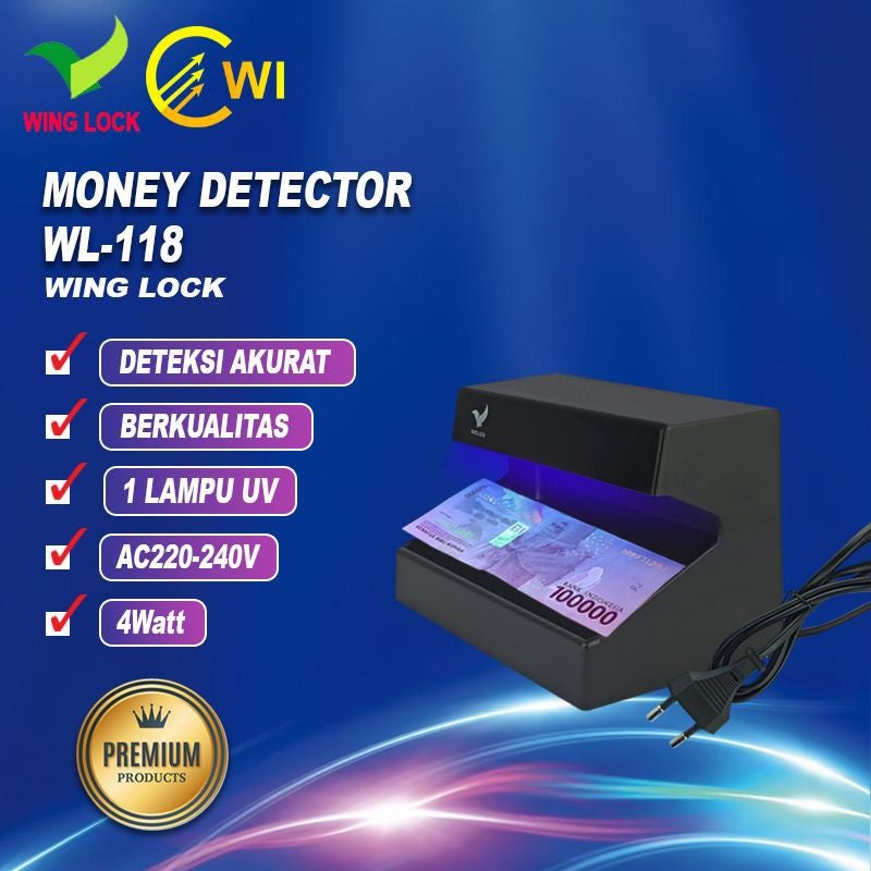 WL-118 4W Money Detector / Alat Pendeteksi Uang Palsu - WINGLOCK WL-118 4W