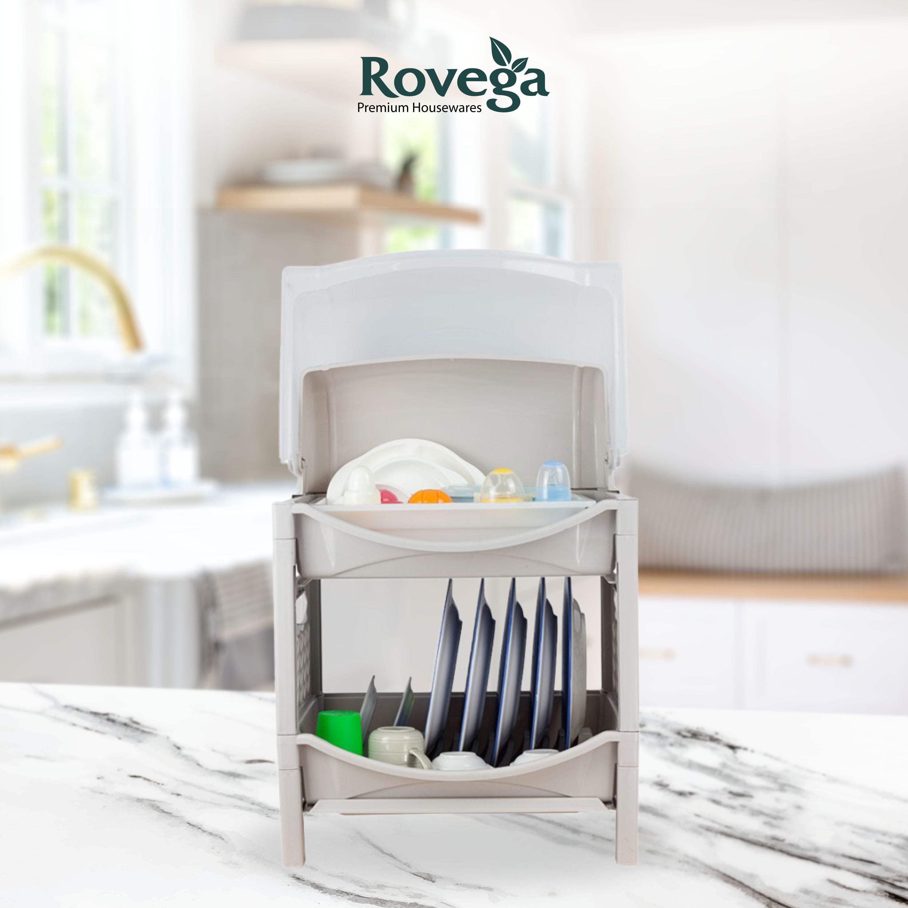 Rovega Rak Piring Plastik Lotus Dish Rack Exclusive Cream Premium Food Grade LTS-280