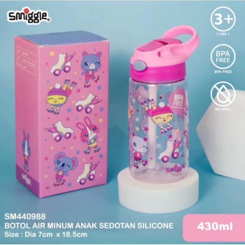 SMIGGLE junior BoSMIGGLE junior Botol Air Minum Sedotan silicone 430ml BPA FREE - GO CENTRAL