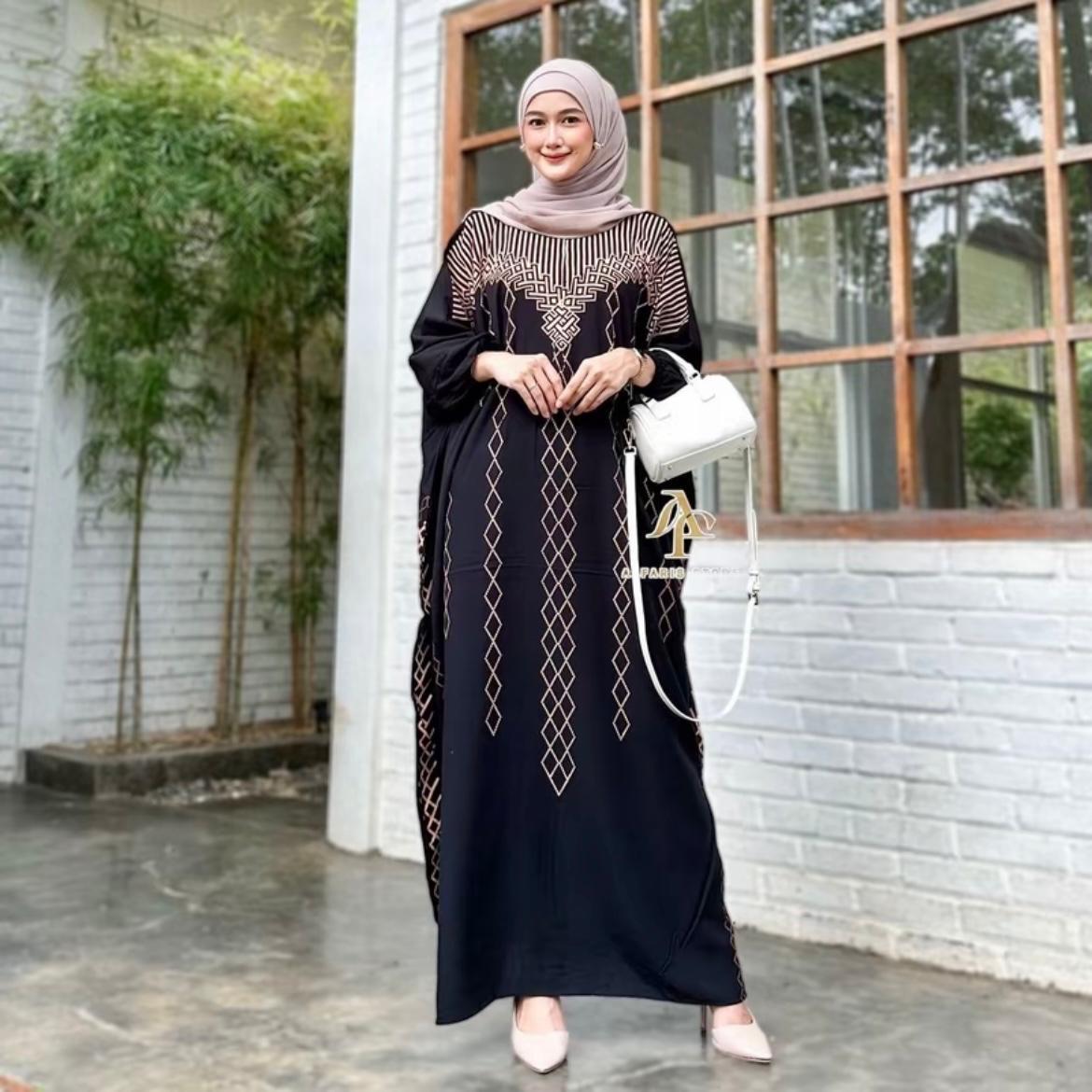 Kaftan Motif INAYAH Ld 180 cm Kaftan Panjang Muslim Wanita Nyaman