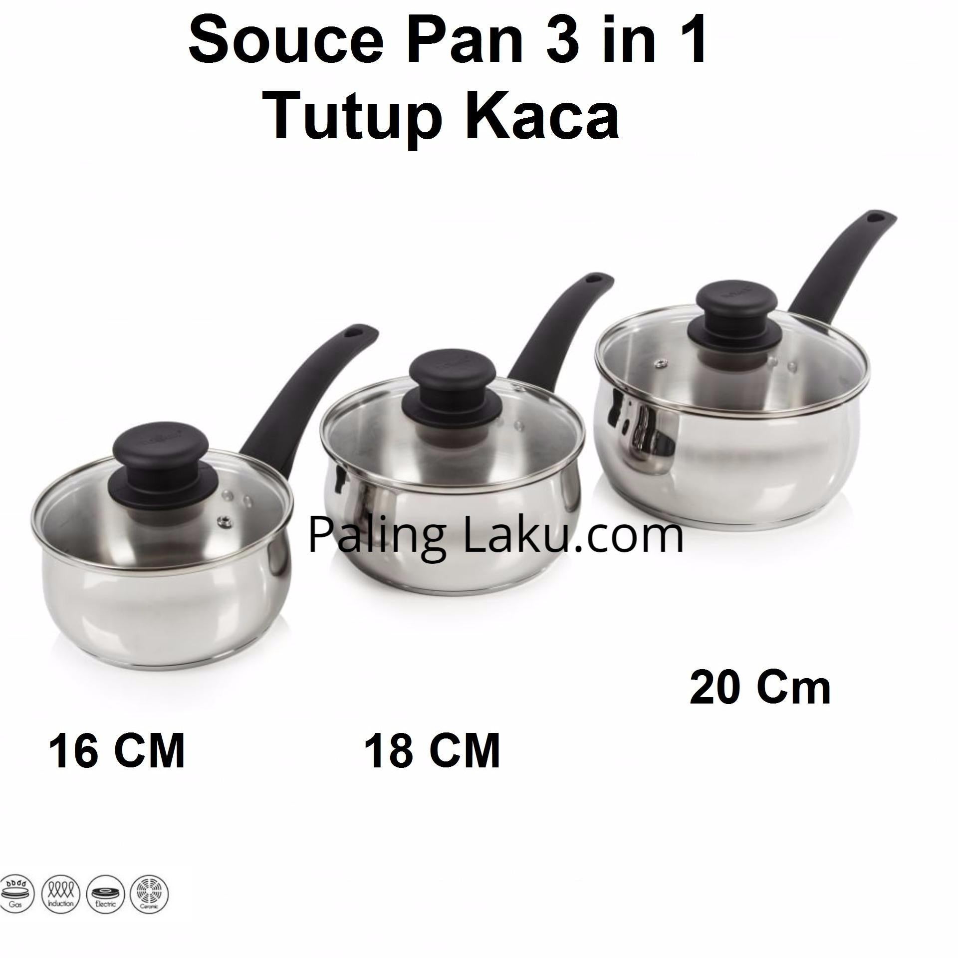 Paling Laku Panci Souce Pan 3 in 1 Stainless Stell - 16 cm 18 cm 20 cm Milk Pot